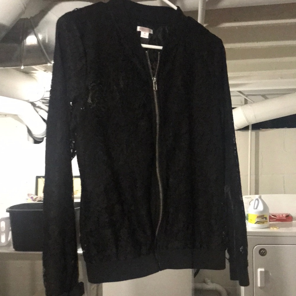 Black lace track jacket